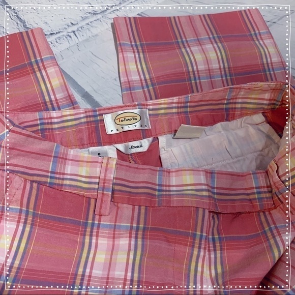 Talbots Petites Pink, Blue, Yellow Plaid Capris - Picture 5 of 8